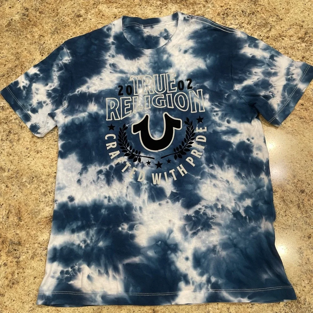 True Religion Blue Tie-Dye Men's Shirt Size Large